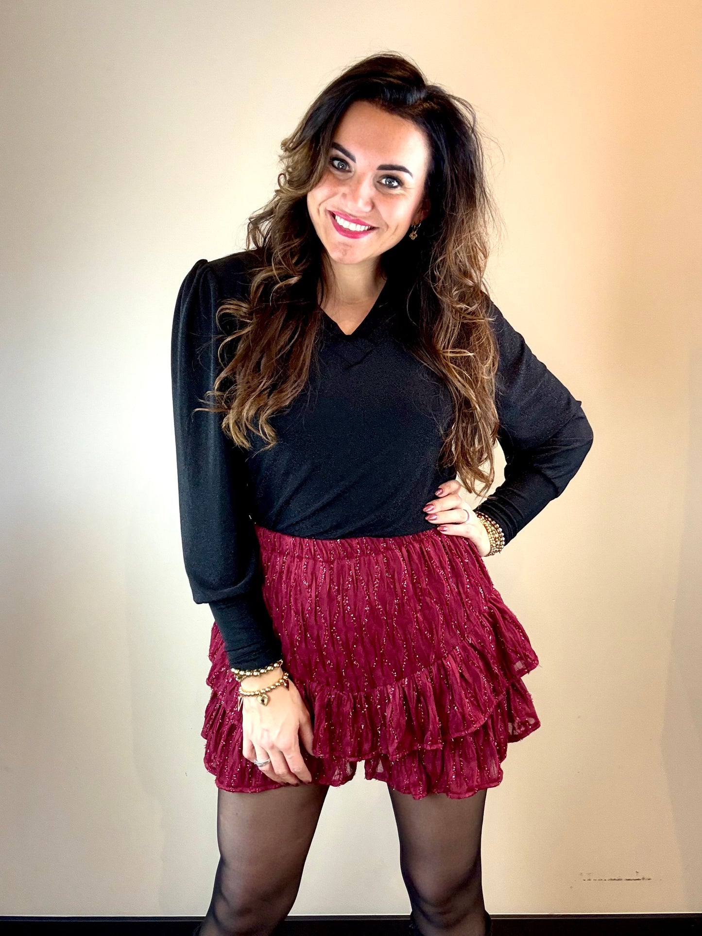 Rok-broekje BEATRIZ bordeaux rood
