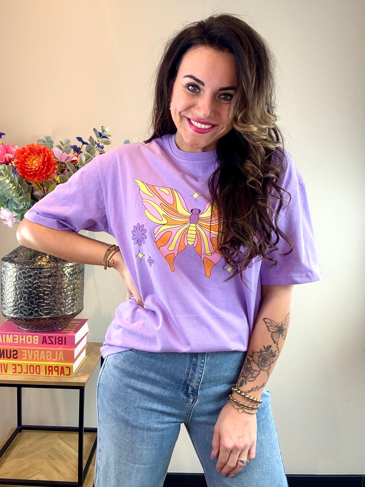 T-shirt vlinder - paars