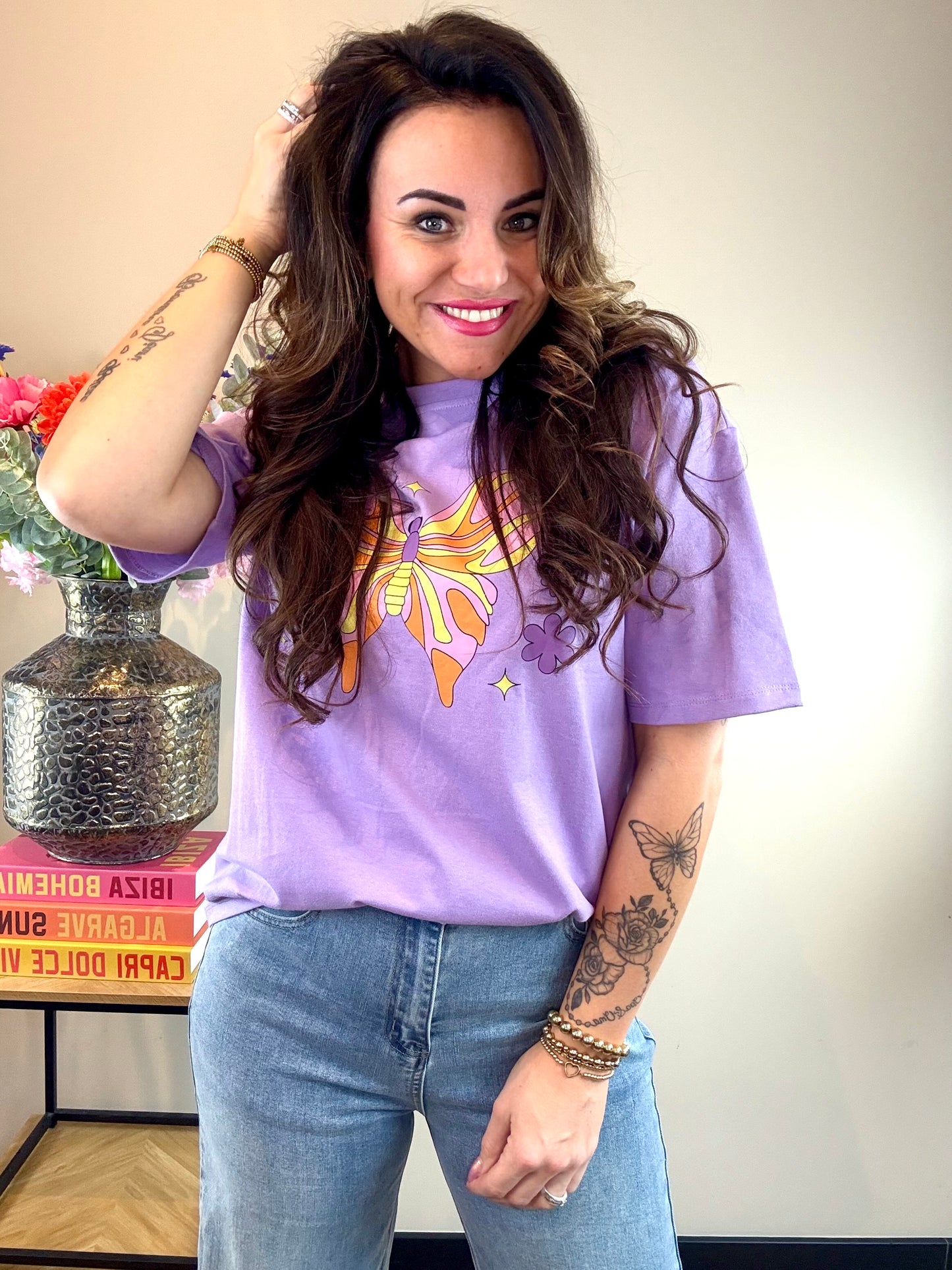 T-shirt vlinder - paars