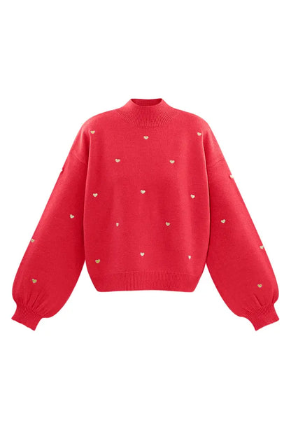 Sweater SWEETHEART charm rood