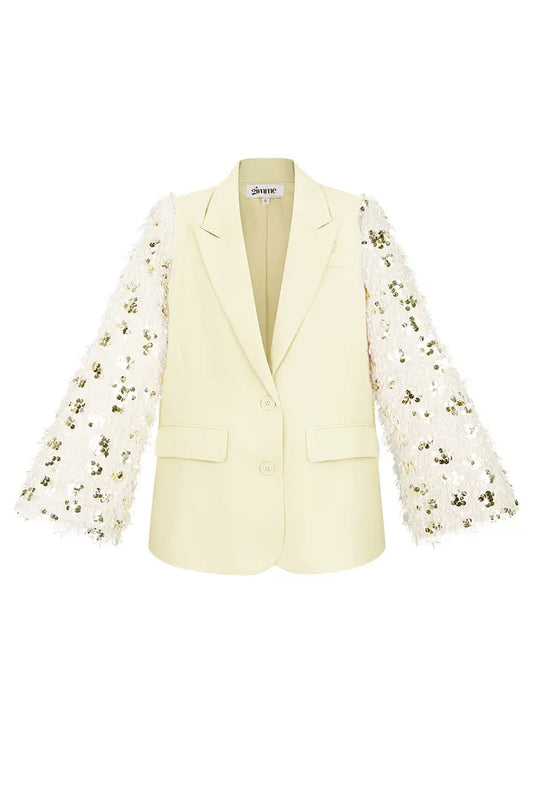 Blazer fluffy sparkle - geel