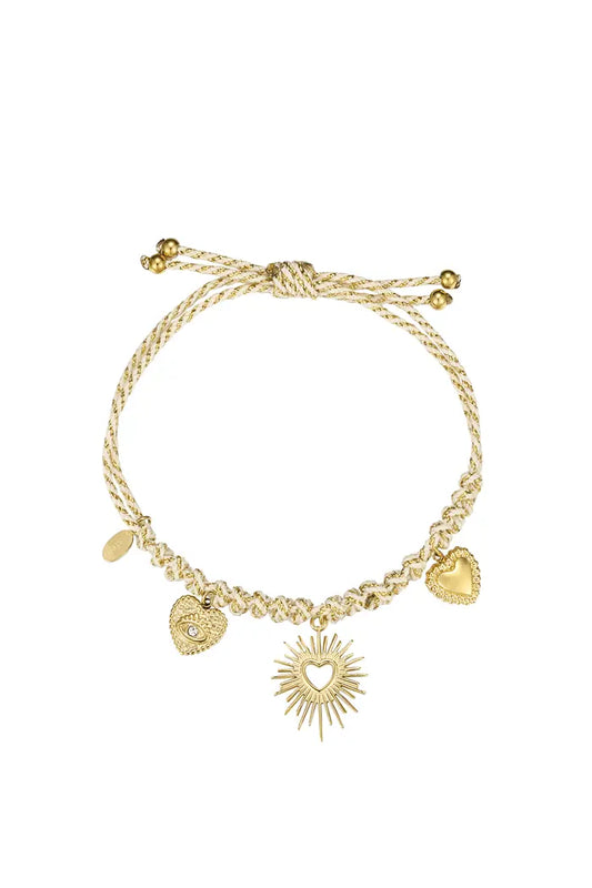 Tied with love armband - Beige en goud kleur