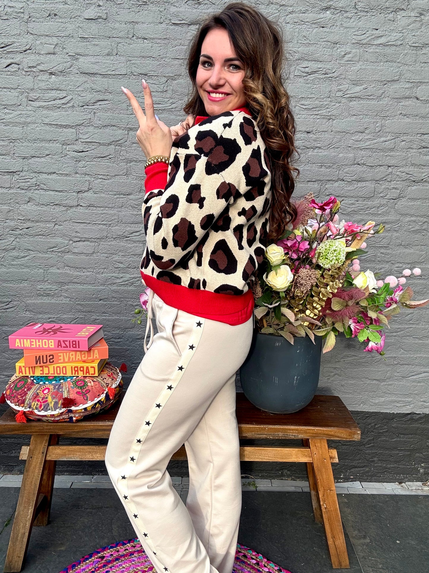 Vest LEOPARD beige-rood - mommy