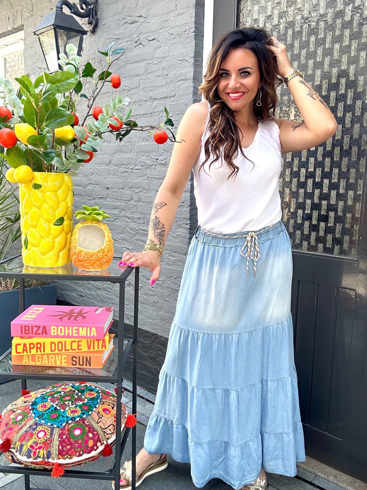 Lange denim ROK sas