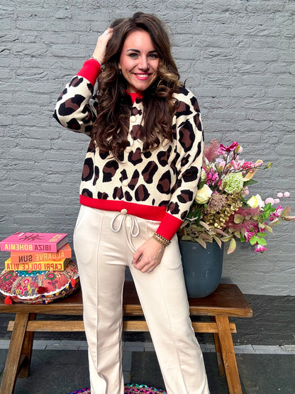 Vest LEOPARD beige-rood - mommy