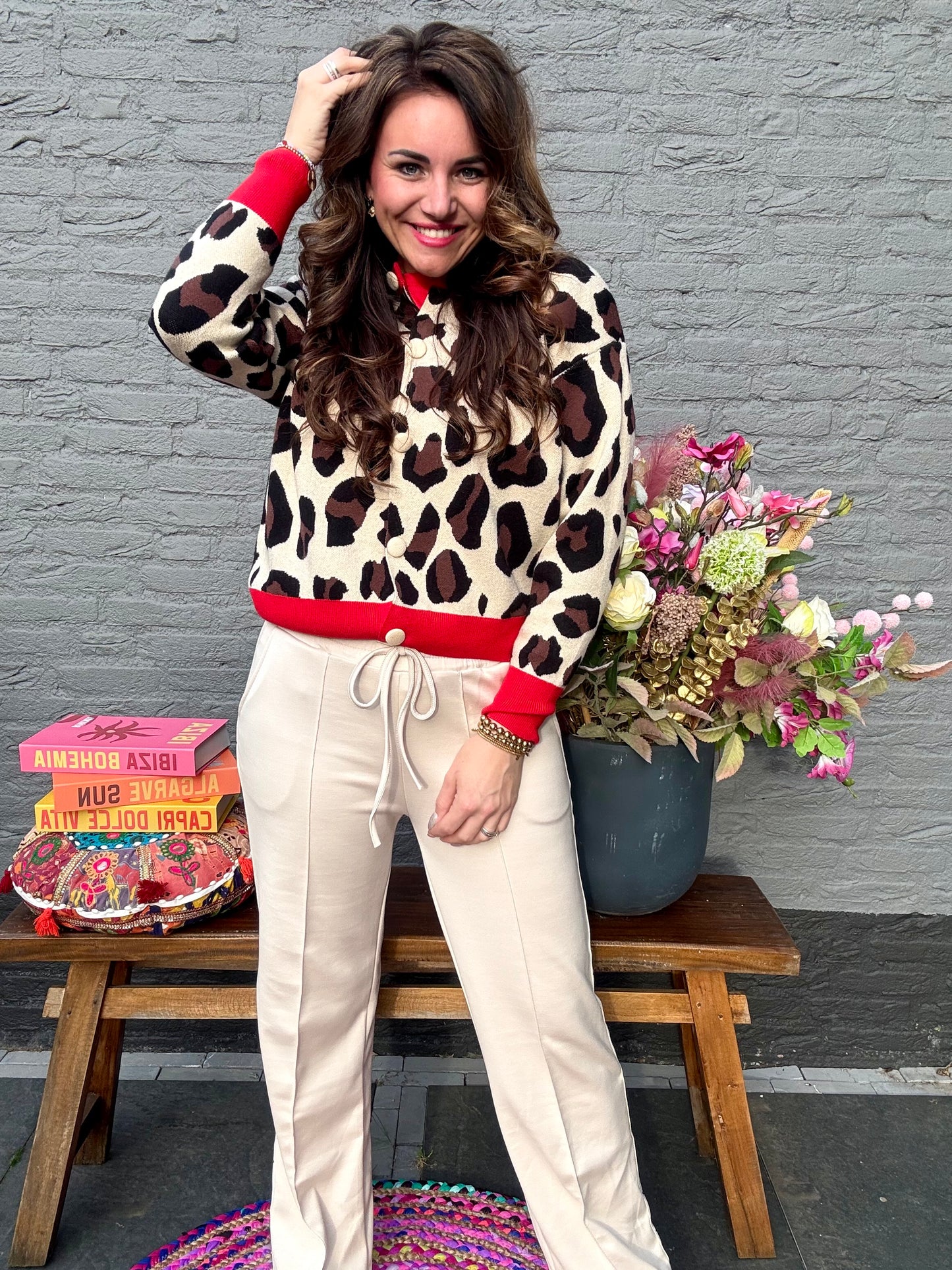 Vest LEOPARD beige-rood - mommy
